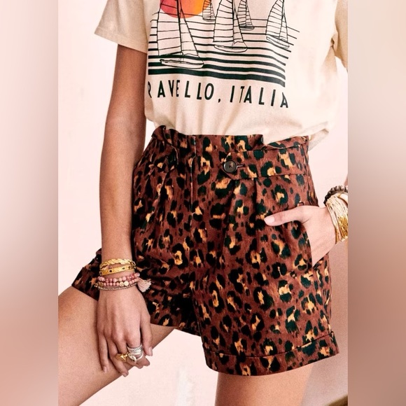 Sezane Pants - NWT Sézane Linen Fabrizo Shorts Leopard Print